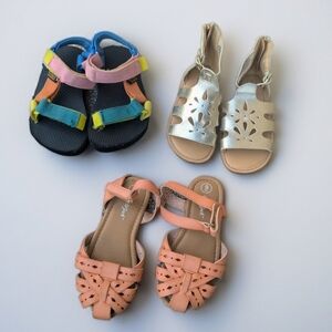 Stylish Kids Sandals Set - Silver, Pink, and Multicolor